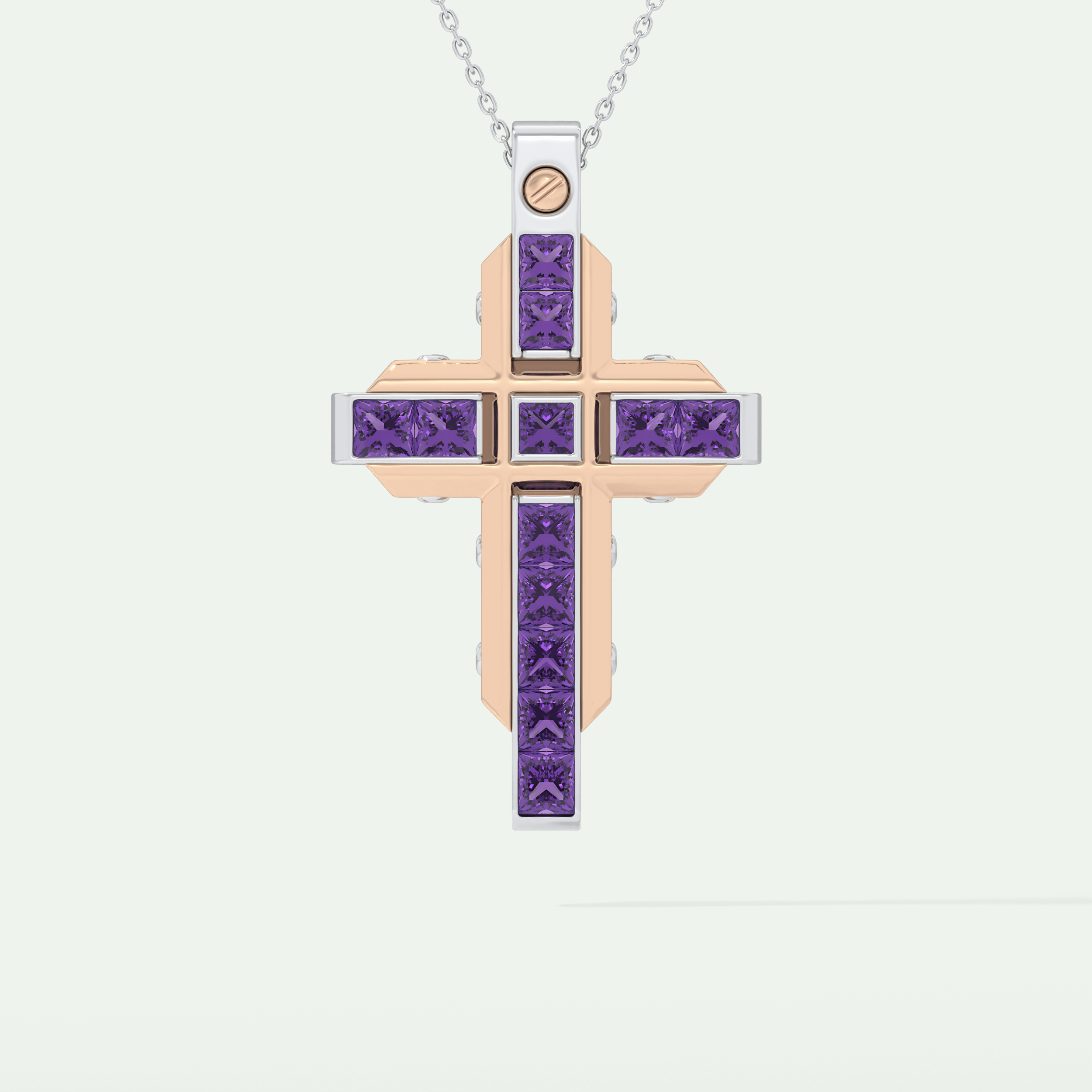 1.20 CT Polished Cross Purple Moissanite Diamond Necklace For Him 5
