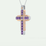 1.20 CT Polished Cross Purple Moissanite Diamond Necklace For Him 6