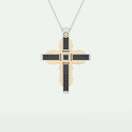 0.60 CT Polished Finish Cross Moissanite Diamond Two Tone Necklace For Him 10
