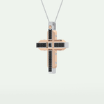 0.60 CT Polished Finish Cross Moissanite Diamond Two Tone Necklace For Him 13