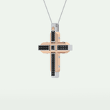 0.60 CT Polished Finish Cross Moissanite Diamond Two Tone Necklace For Him 13