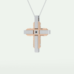 0.60 CT Polished Finish Cross Moissanite Diamond Two Tone Necklace For Him 7