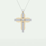 0.60 CT Princess & Round Cut Cross Moissanite Diamond Two Tone Necklace 1