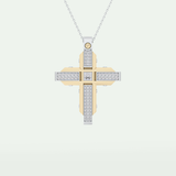 0.60 CT Princess & Round Cut Cross Moissanite Diamond Two Tone Necklace 1