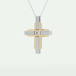 0.60 CT Princess & Round Cut Cross Moissanite Diamond Two Tone Necklace 3