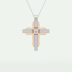0.60 CT Princess & Round Cut Cross Moissanite Diamond Two Tone Necklace 9