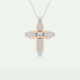 0.60 CT Princess & Round Cut Cross Moissanite Diamond Two Tone Necklace 9