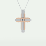 0.60 CT Princess & Round Cut Cross Moissanite Diamond Two Tone Necklace 10