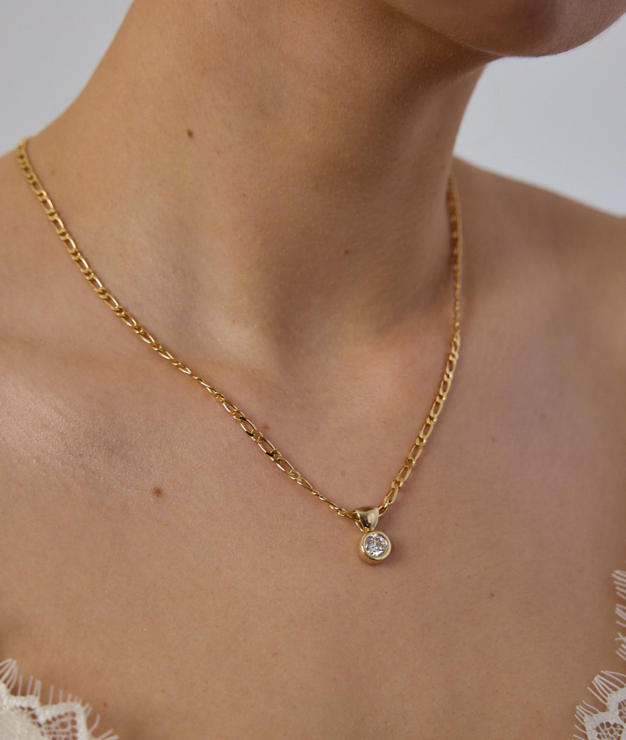 1.0 CT Pear Bezel Solitaire Lab Grown Diamond Necklace