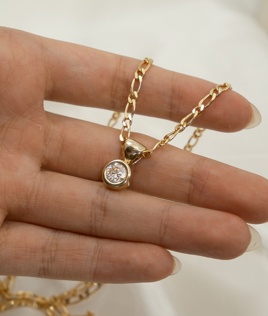 1.0 CT Pear Bezel Solitaire Lab Grown Diamond Necklace