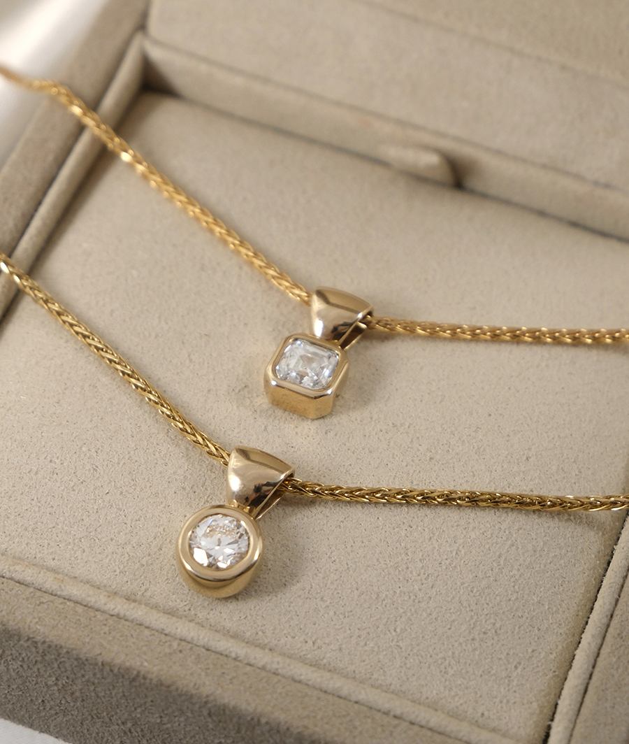 1.0 CT Pear Bezel Solitaire Lab Grown Diamond Necklace