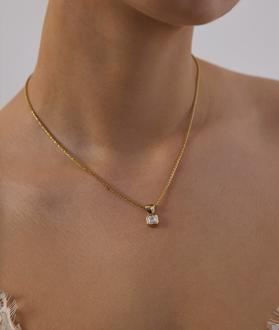 1.0 CT Pear Bezel Solitaire Lab Grown Diamond Necklace