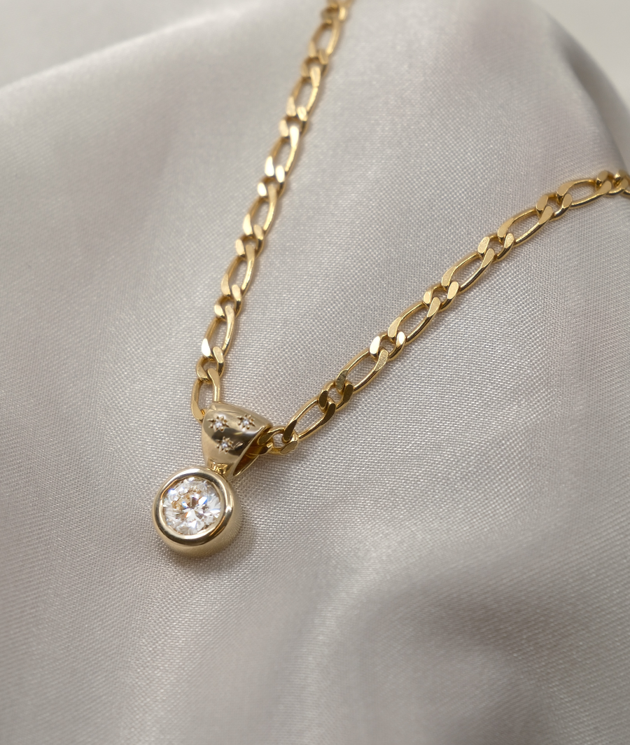 1.0 CT Pear Bezel Solitaire Lab Grown Diamond Necklace