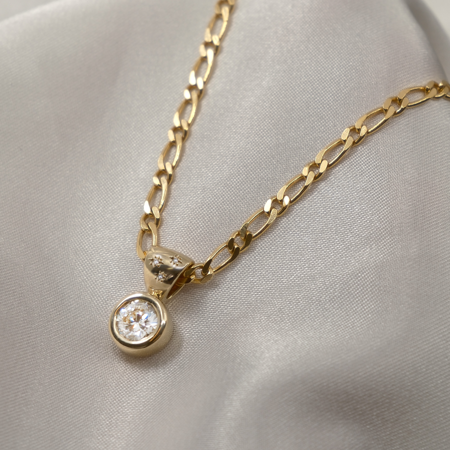 1.0 CT Pear Bezel Solitaire Lab Grown Diamond Necklace