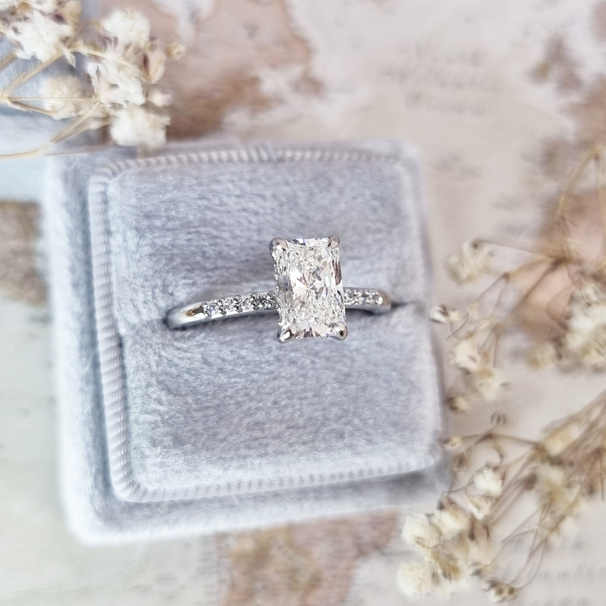 Radiant Pave Lab Grown Diamond Engagement Ring
