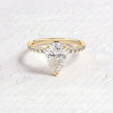 Margot Robbie – Inspired 1.5 Carat Pear Cut Pave Lab Grown Diamond Engagement Ring