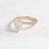 Margot Robbie – Inspired 1.5 Carat Pear Cut Pave Lab Grown Diamond Engagement Ring