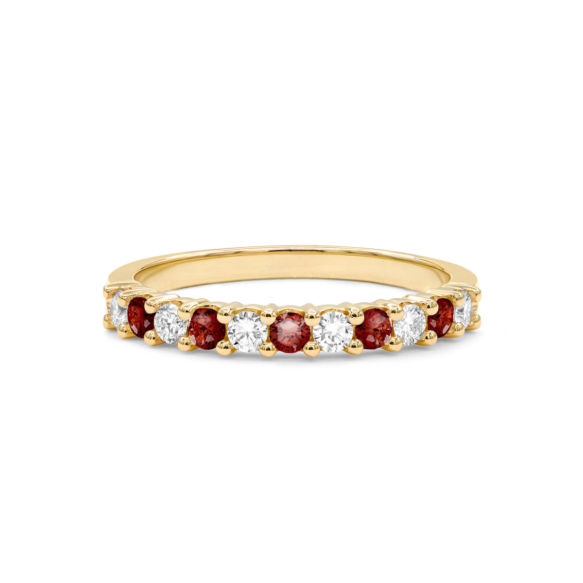 1.3 TCW  Round Garnet Lab Made Diamond-January Birthstone Wedding Band 4