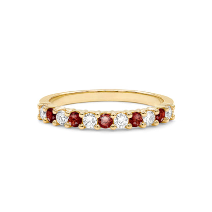 1.3 TCW  Round Garnet Lab Made Diamond-January Birthstone Wedding Band 4