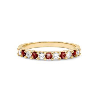 1.3 TCW  Round Garnet Lab Made Diamond-January Birthstone Wedding Band 4