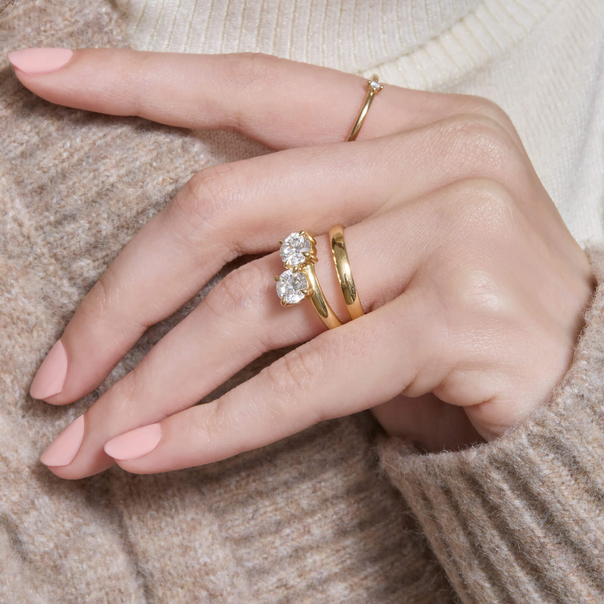 2 TCW Round Toi Et Moi Lab Grown Diamond Engagement Ring