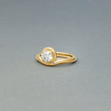 1 CT Round Cut Bezel Lab Grown Diamond Engagement Ring