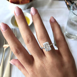 Emerald Cut Pave Lab Grown Diamond Engagement Ring