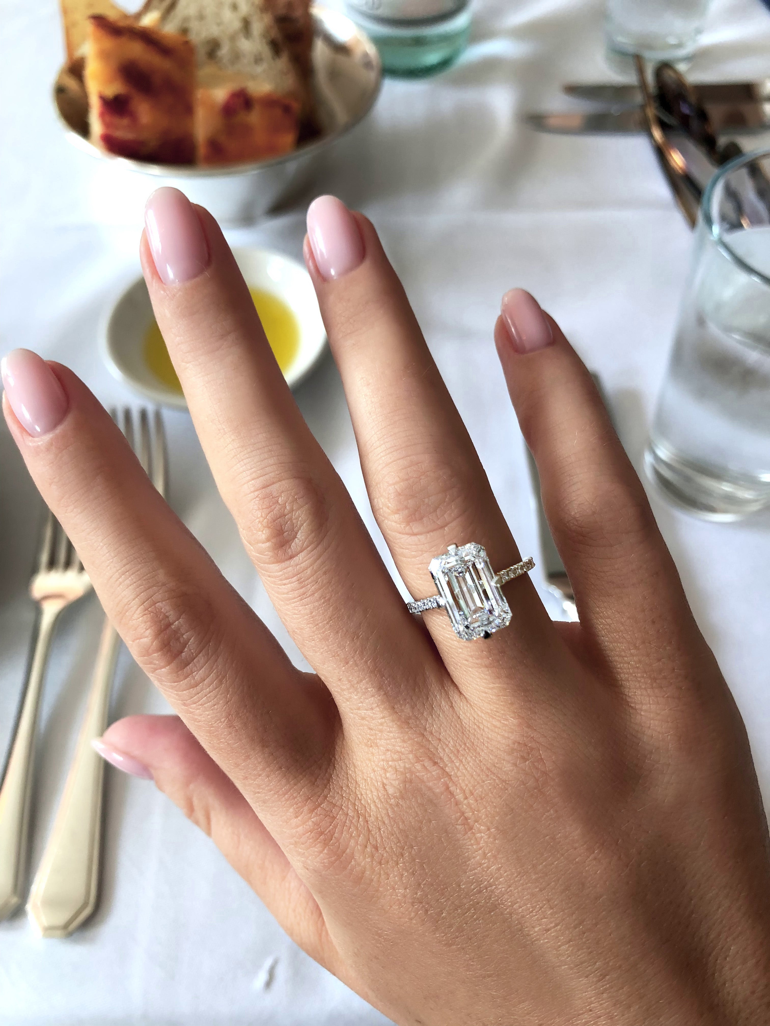 Emerald Cut Pave Lab Grown Diamond Engagement Ring