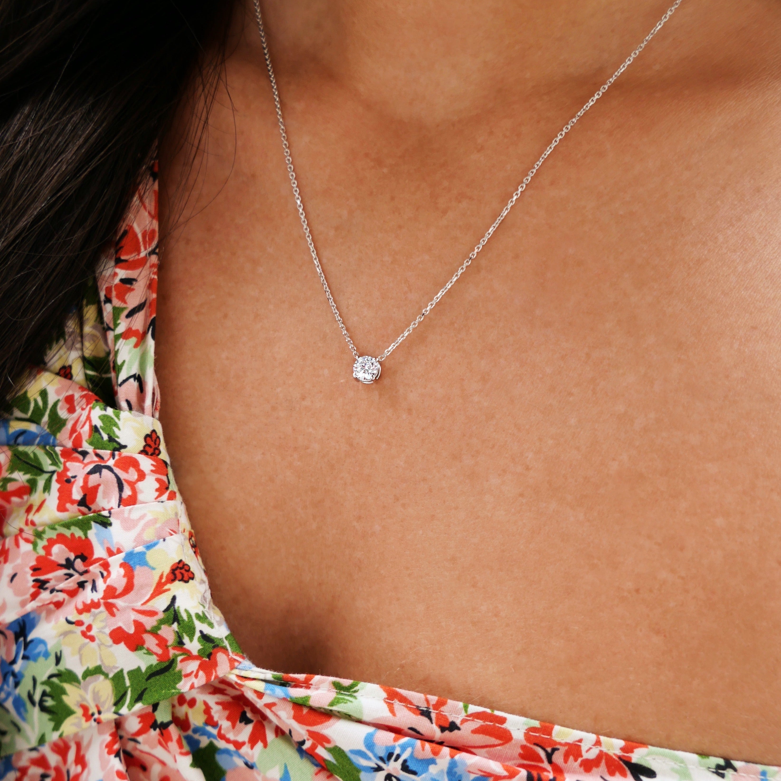 0.50 CT Round Solitaire CVD F/VS Diamond Necklace 2