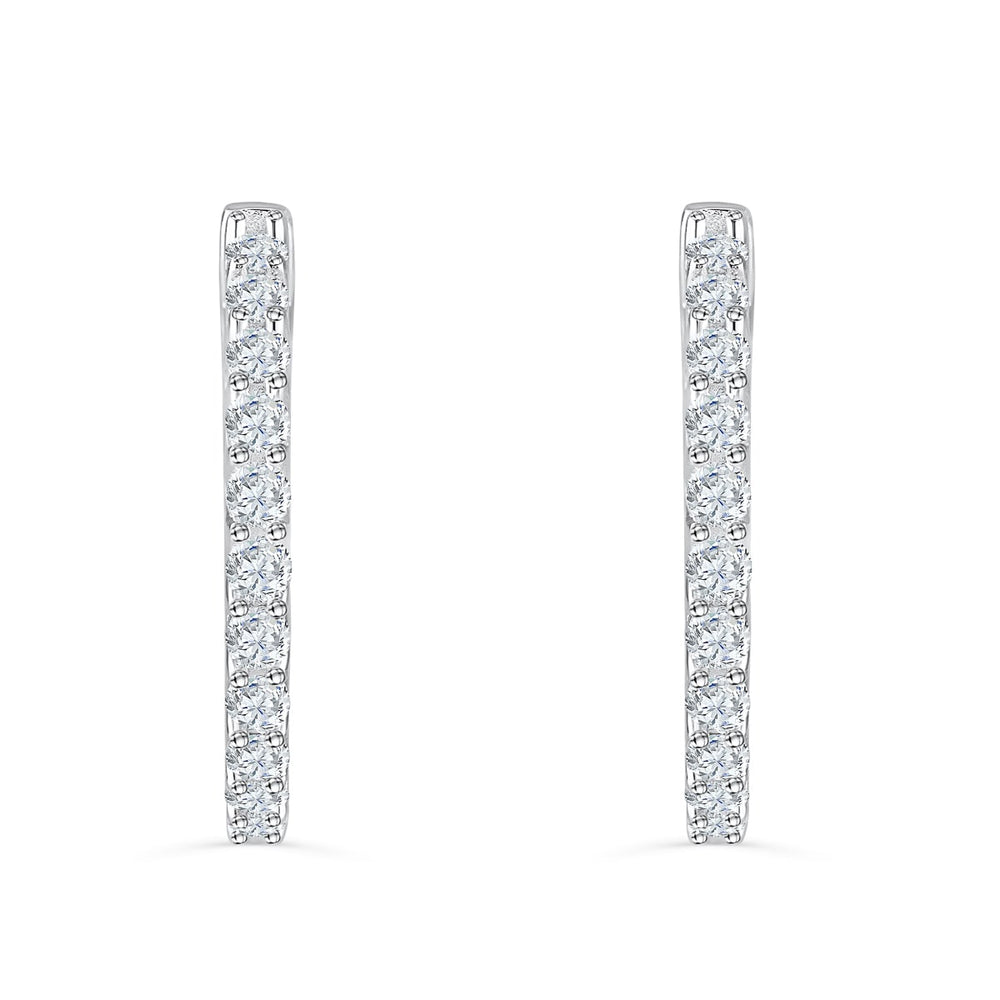 1.0 TCW Round Cut Moissanite Hoop Earrings