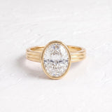 Phoebe Dynevor – Inspired 4 Carat Oval Cut Bezel Lab Grown Diamond Engagement Ring