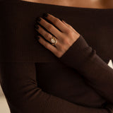 3 CT Pear Curved Lab Grown Diamond Engagement Ring