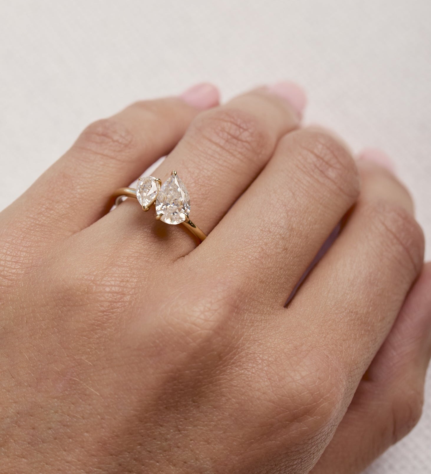 2 CT Pear Cut Toi Et Moi Lab Grown Diamond Engagement Ring