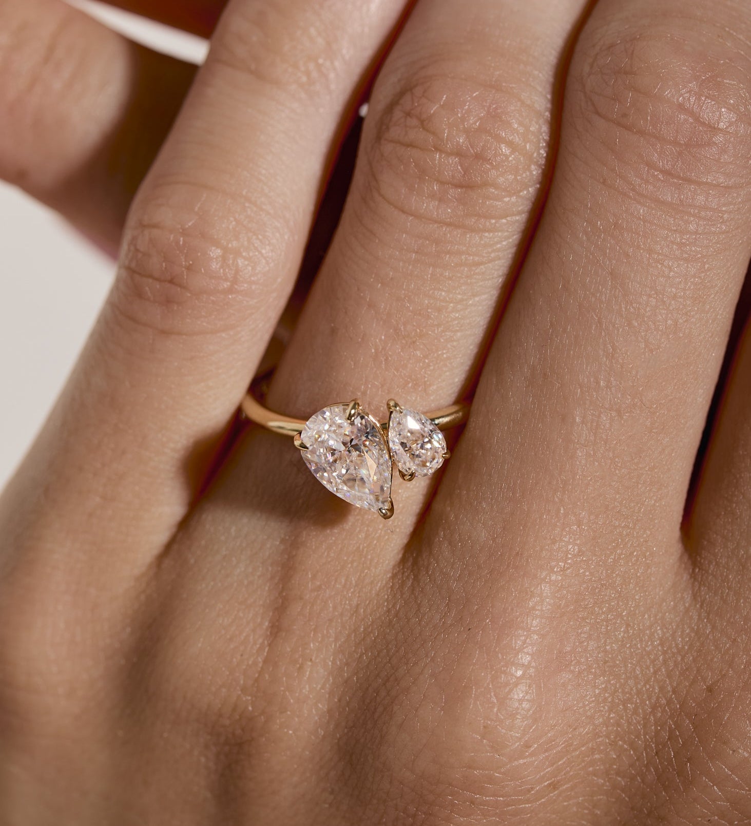 2 CT Pear Cut Toi Et Moi Lab Grown Diamond Engagement Ring