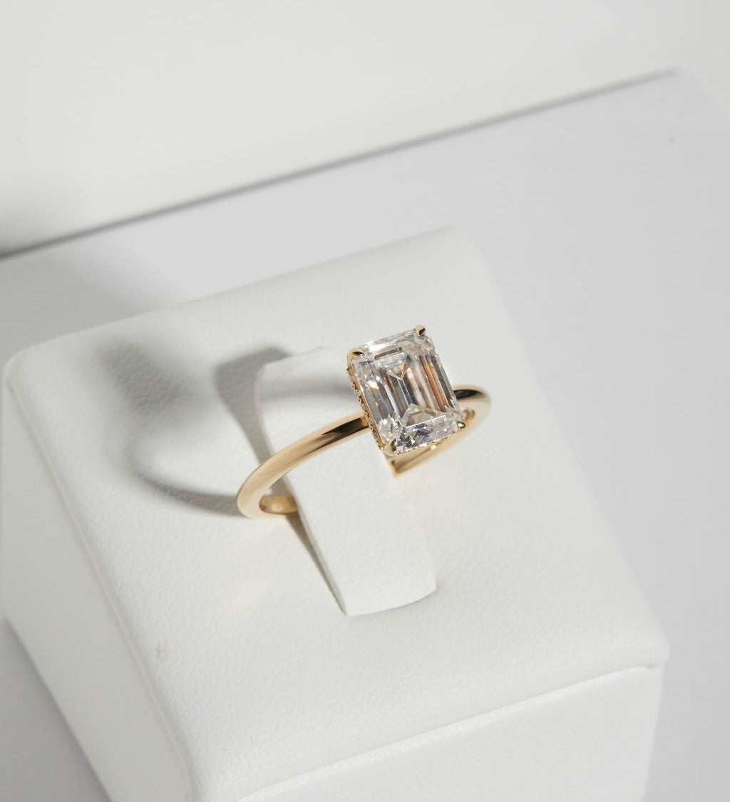 2.5 CT Emerald Cut Solitaire Lab Grown Diamond Engagement Ring