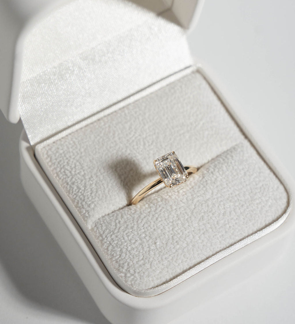2.5 CT Emerald Cut Solitaire Lab Grown Diamond Engagement Ring
