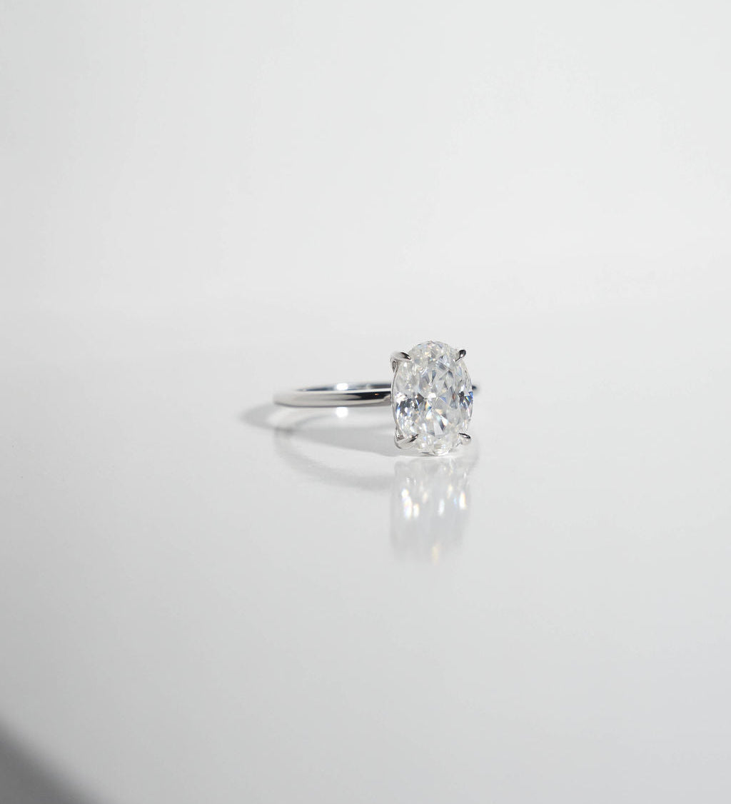4 CT Oval Solitaire Lab Grown Diamond Engagement Ring