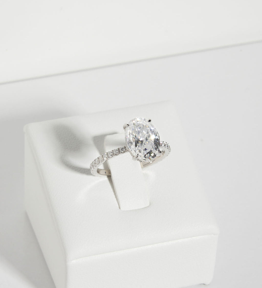 4.5 CT Oval Pave & Hidden Halo Lab Grown Diamond Engagement Ring
