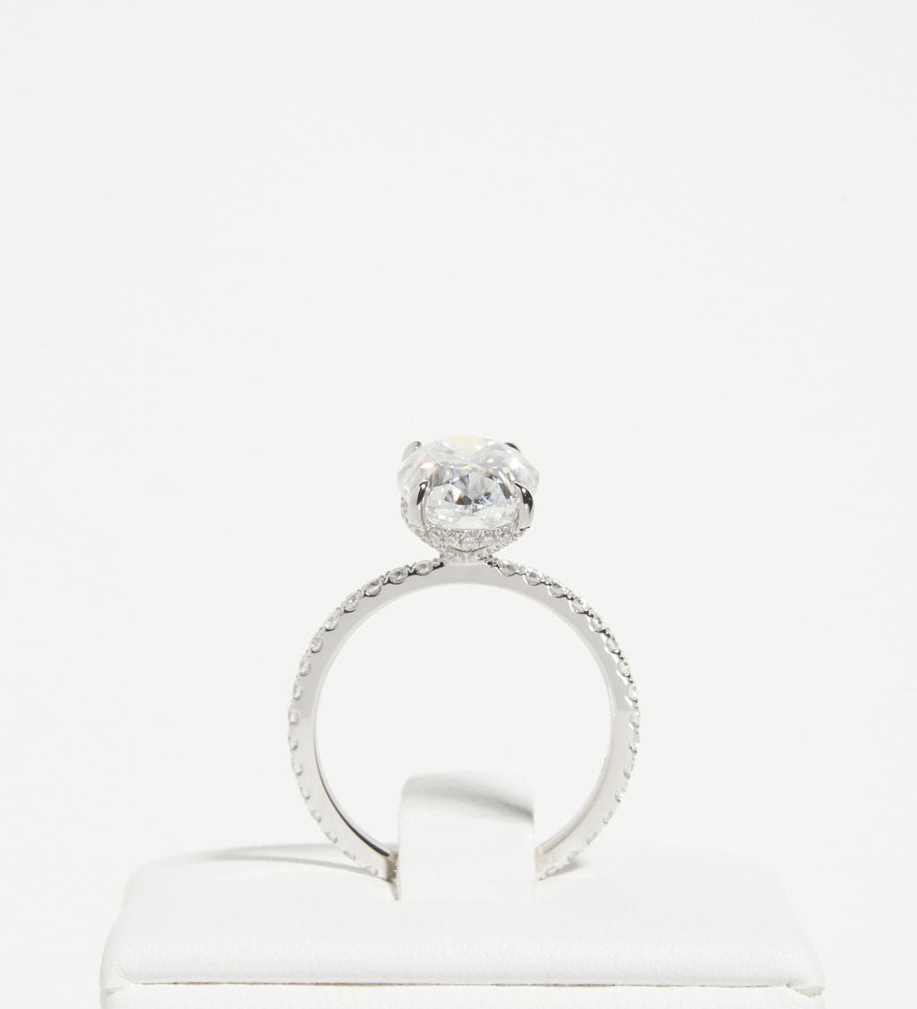 4.5 CT Oval Pave & Hidden Halo Lab Grown Diamond Engagement Ring