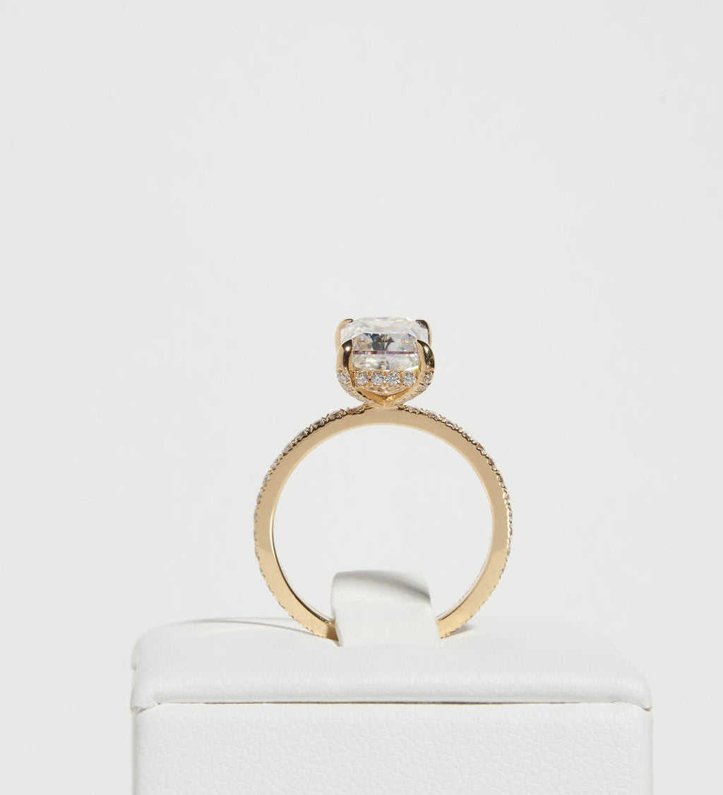 3.5 CT Radiant Pave & Hidden Halo Lab Grown Diamond Engagement Ring