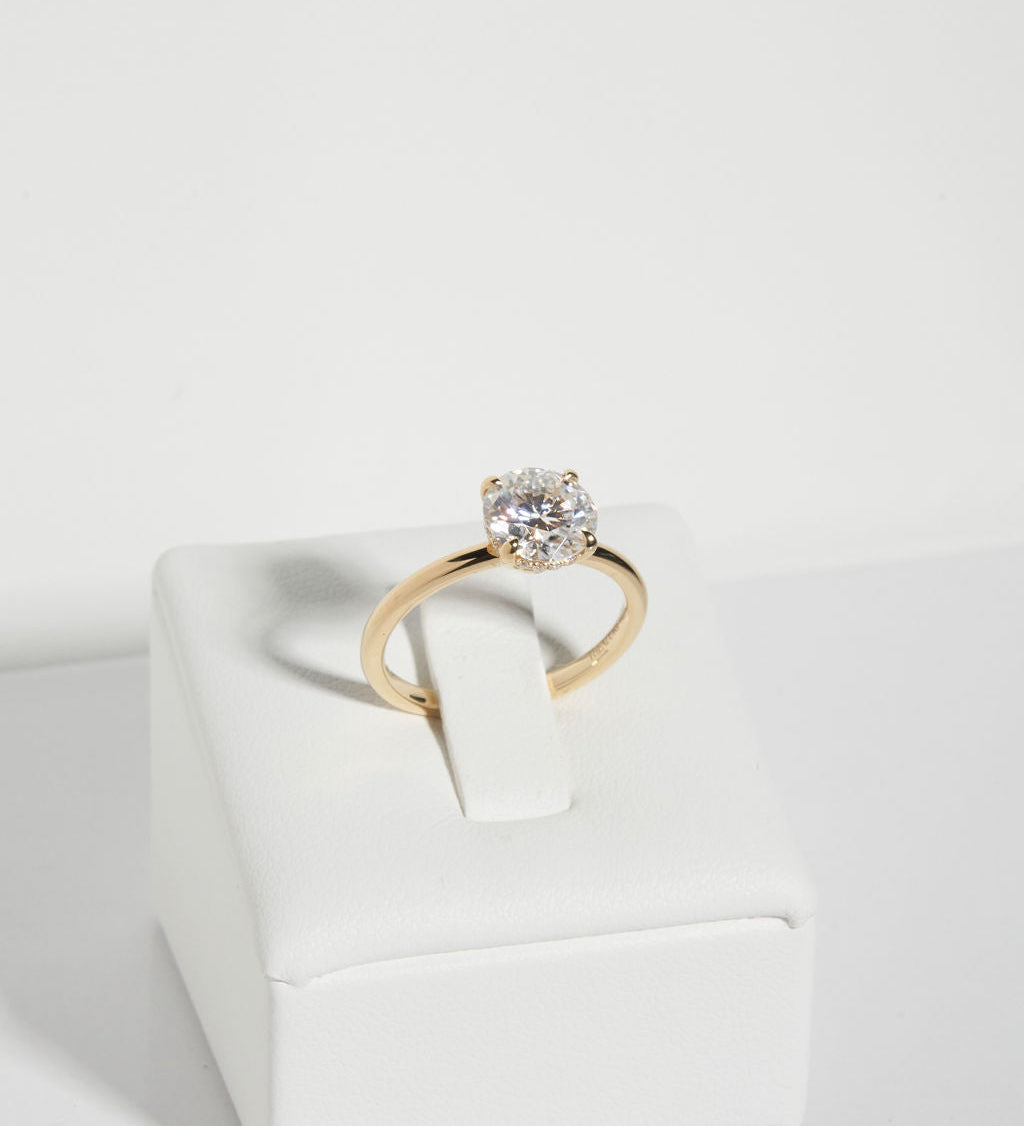 2 CT Round Hidden Halo Lab Grown Diamond Engagement Ring