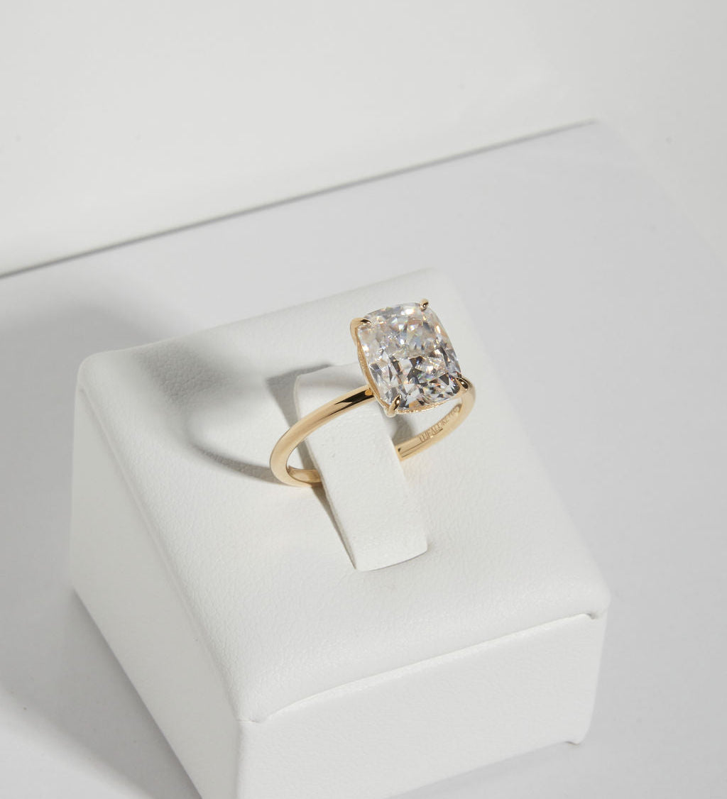 3.5 CT Elongated Cushion Solitaire Lab Grown Diamond Engagement Ring