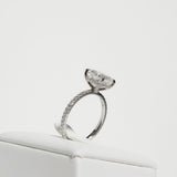 3 CT Elongated Cushion Pave & Hidden Halo Lab Grown Diamond Engagement Ring