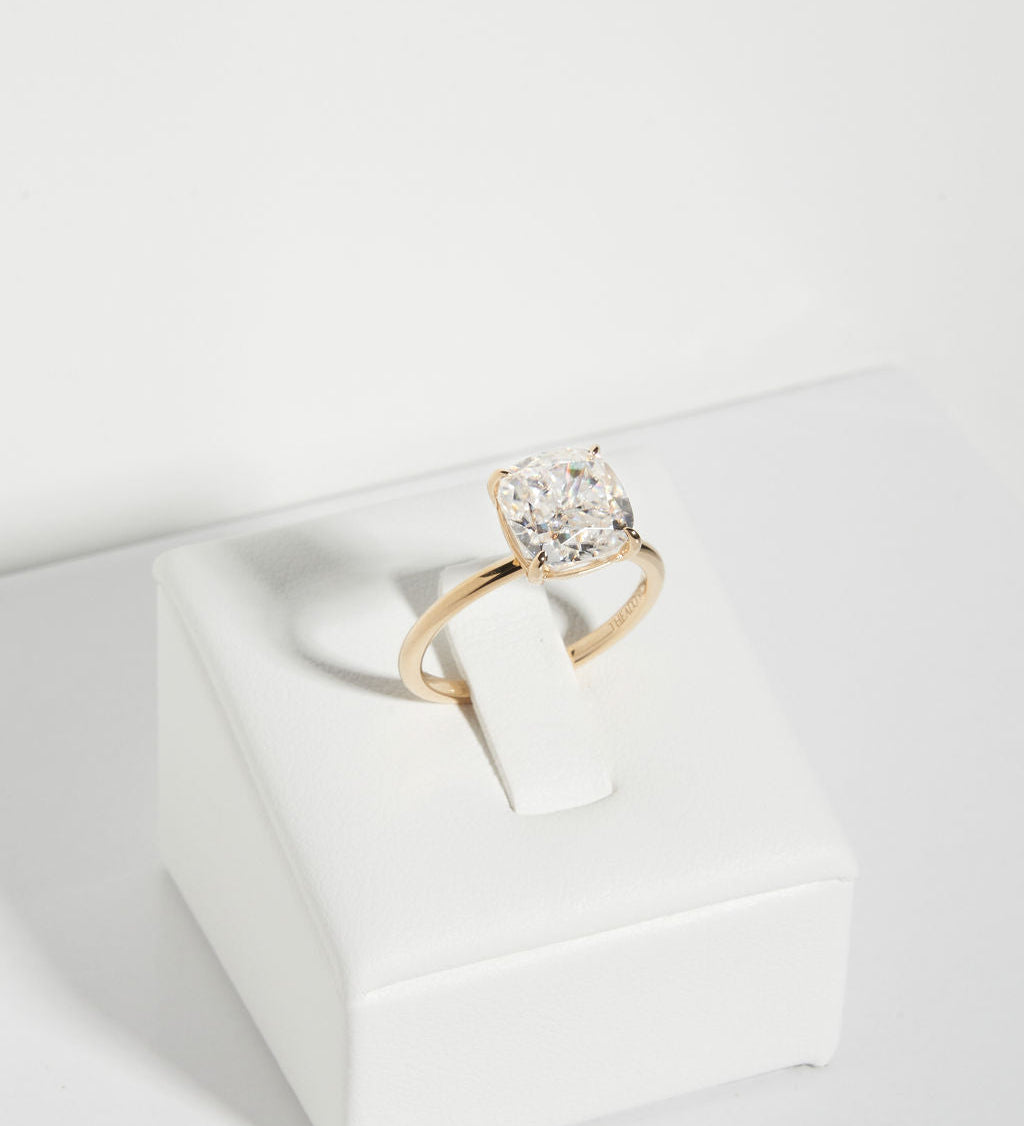 3.5 CT Cushion Solitaire Lab Grown Diamond Engagement Ring