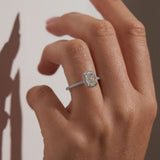 2 CT Elongated Cushion Halo & Pave Lab Grown Diamond Engagement Ring