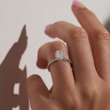 2 CT Elongated Cushion Halo & Pave Lab Grown Diamond Engagement Ring