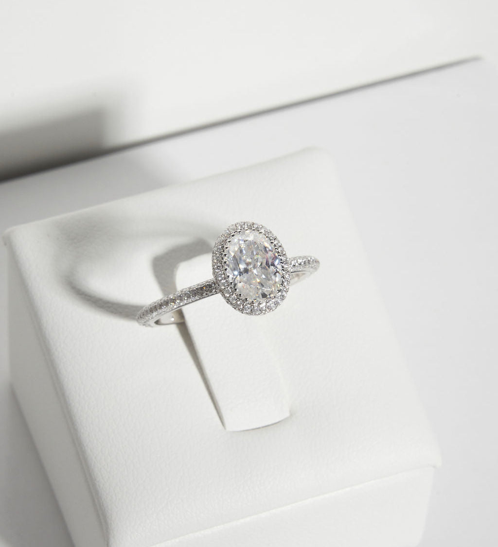 1.5 CT Oval Halo & Pave Lab Grown Diamond Engagement Ring