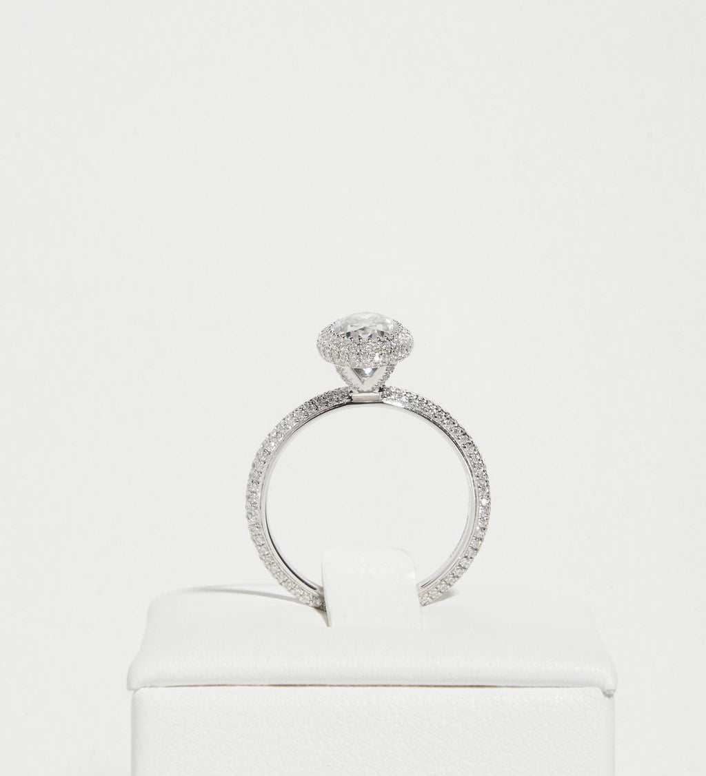 1.5 CT Oval Halo & Pave Lab Grown Diamond Engagement Ring