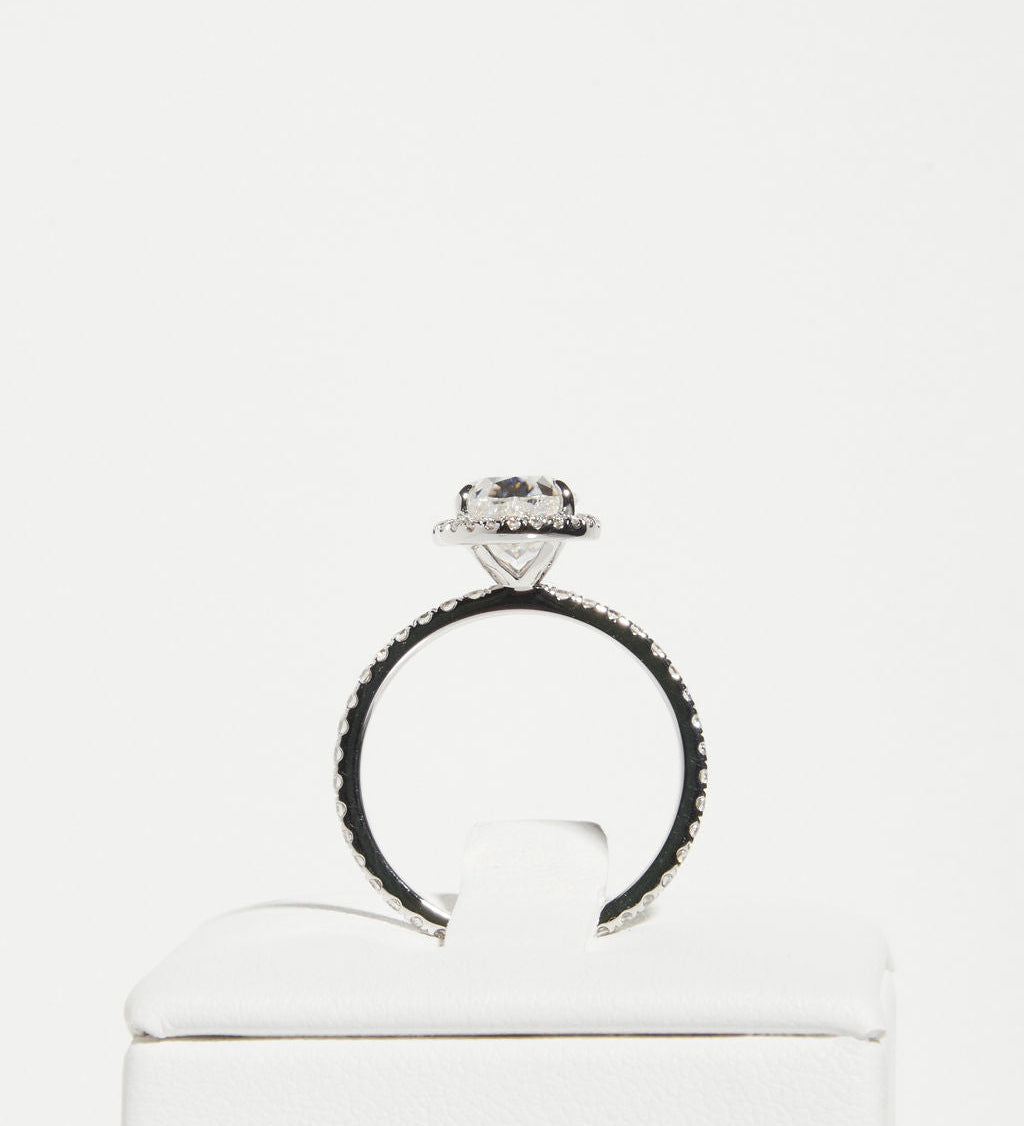 2 CT Pear Halo & Pave Lab Grown Diamond Engagement Ring