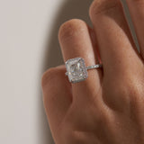 4 CT Radiant Hidden Halo & Pave Lab Grown Diamond Engagement Ring